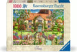 Ravensburger Rose Cottage 1000 Piece Jigsaw Puzzle retail box showing the cottage and flower garden artwork