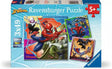 Ravensburger Spider-Man 3 x 49 piece jigsaw puzzles box front showing three puzzle scenes and a 5+ age mark