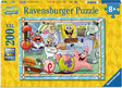 Ravensburger Spongebob Squarepants 200 Piece XXL jigsaw puzzle box front showing SpongeBob, Patrick, Squidward, Sandy, Mr. Krabs and Gary