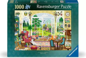 Ravensburger Summer Garden Parlour 1000 Piece Jigsaw Puzzle retail box showing the colourful garden room artwork
