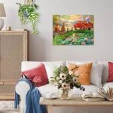 Completed Summer Love jigsaw puzzle displayed on a wall above a sofa