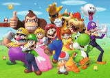 Ravensburger Super Mario puzzle artwork featuring Mario, Luigi, Princess Peach, Yoshi, Toad, Bowser, Donkey Kong, Wario and Waluigi