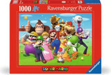 Ravensburger Super Mario 1000 piece jigsaw puzzle box featuring Mario, Luigi, Princess Peach, Yoshi, Toad, Bowser and other Super Mario characters