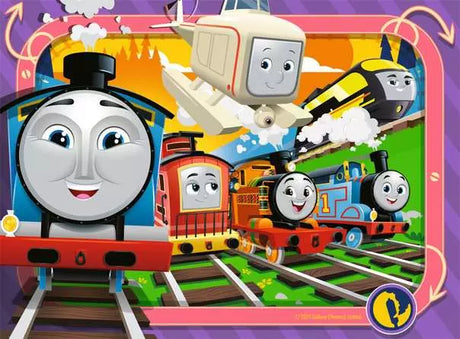 Gordon, Harold, Thomas and other engines together in a rail yard scene