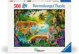 Front of the Ravensburger Tiger Family in Oasis 500 piece jigsaw puzzle box