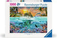 Ravensburger Underwater Island 1000 piece jigsaw puzzle box featuring the tropical underwater scene with dolphins and colourful marine life