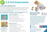 Ravensburger Where do we Live learning guide showing the four puzzle scenes, activity prompts and product information