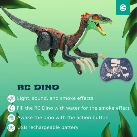 RC Therizinosaurus dinosaur toy with controller and USB charging in Ireland