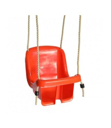Red Swinging Baby Seat with high backrest and ropes, Ireland