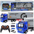 Boxed remote controlled transport truck set showing truck container remote and accessories