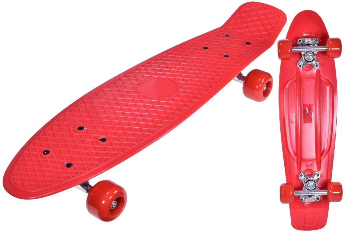 Red 22.5in retro mini cruiser skateboard shown at an angled view on a white background