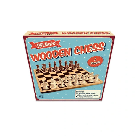 Retro Wooden Chess Board retail box front