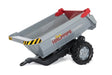 Grey Rolly Halfpipe Single Trailer with round tipped dump bed and red side latches shown on a white background.