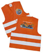 Rolly Hi Vis Safety Vest shown front and back with bright orange fabric and reflective bands on a white background