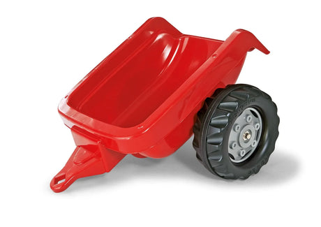 Red Rolly Kid trailer with deep moulded plastic tub and black wheel shown on a clean white background