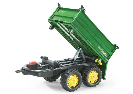 Rolly Mega Trailer tilted sideways with exposed underside and crank – Ireland
