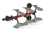 Rolly Plough 69cm reversible plough attachment with multiple grey blades on a red frame displayed on a white background.
