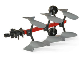 Rolly Plough 69cm reversible plough attachment with multiple grey blades on a red frame displayed on a white background.