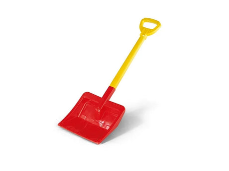 Kids Rolly shovel with red wide scoop and yellow shaft on a white background