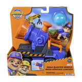 Rubble & Crew Mix's Mega Blaster Vehicle in orange and blue packaging with the mounted blaster and translucent blue ball visible