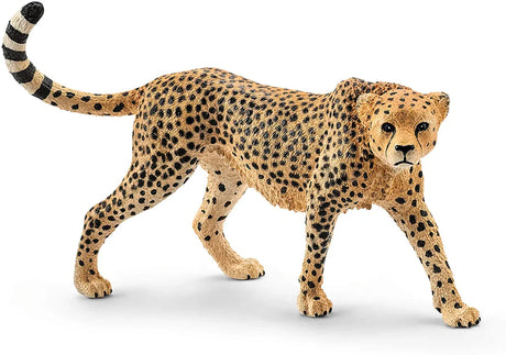 Schleich cheetah figure shown in a standing pose with clear view of its body markings and tail shape.