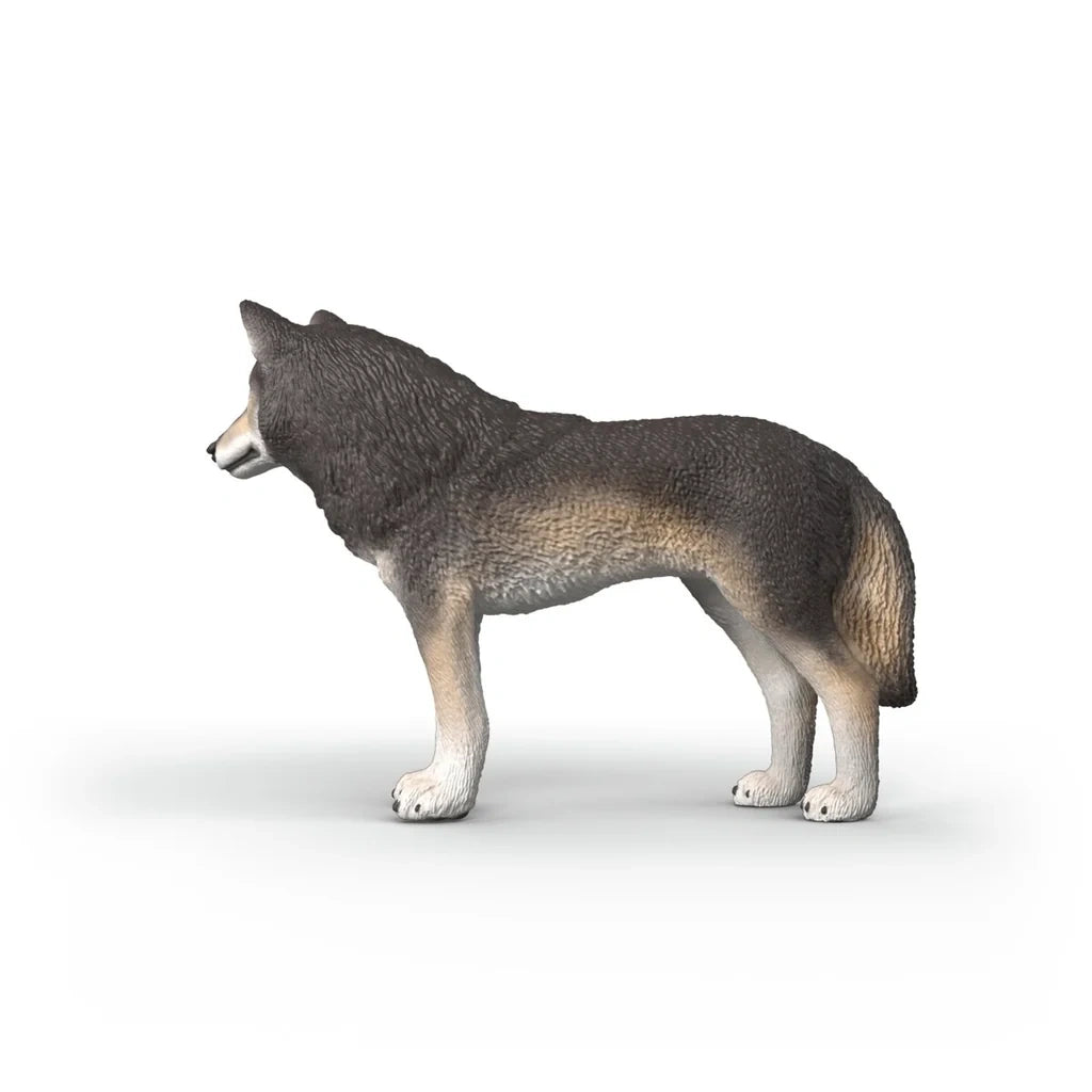 Left side view of the Schleich American Wolf figure