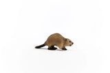 Schleich Beaver figure facing right with textured brown fur, dark feet and a long flat tail