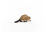 Schleich Beaver figure shown from the right side with one front paw raised and its flat tail trailing behind