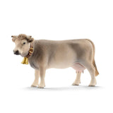 Schleich Braunvieh Cow figure with a grey-brown coat, pale muzzle, pink udder and four visible hooves