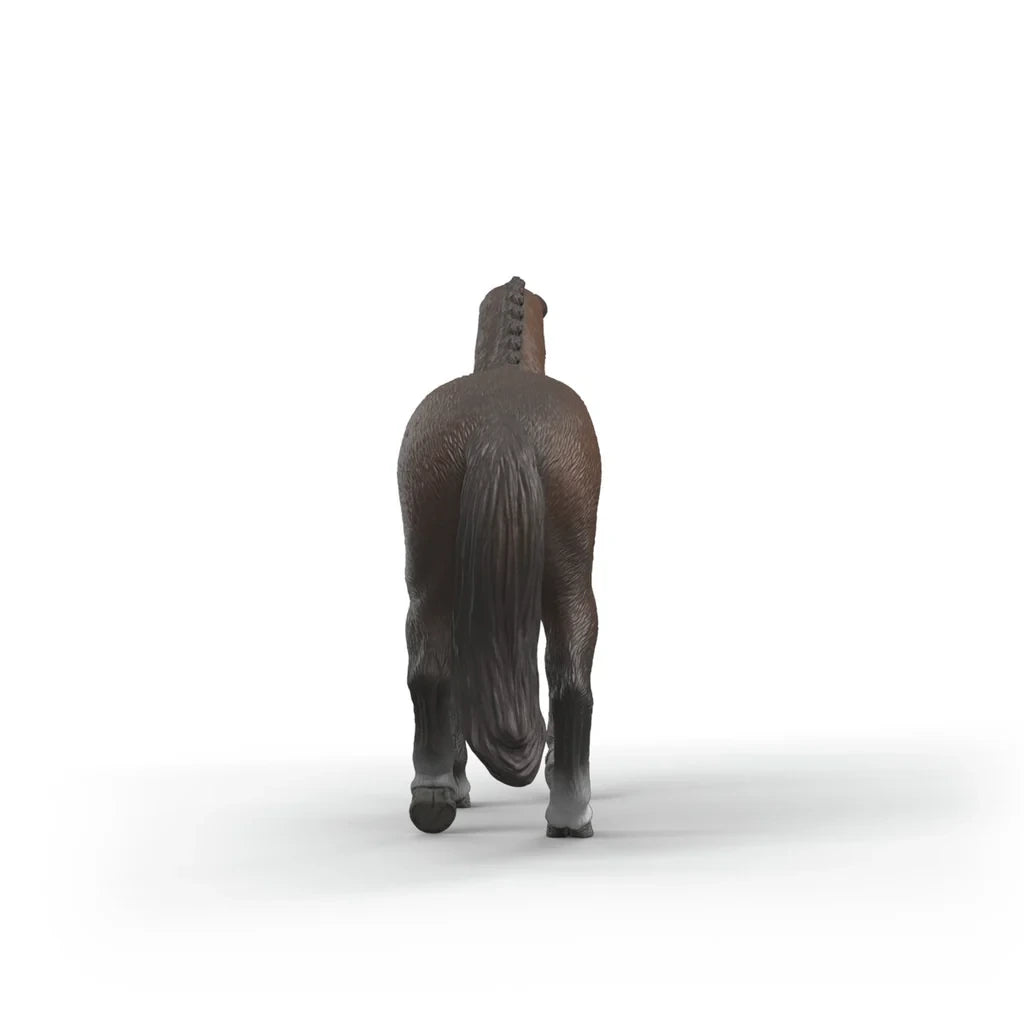 Schleich Dutch Warmblood Gelding figure shown from behind with dark tail