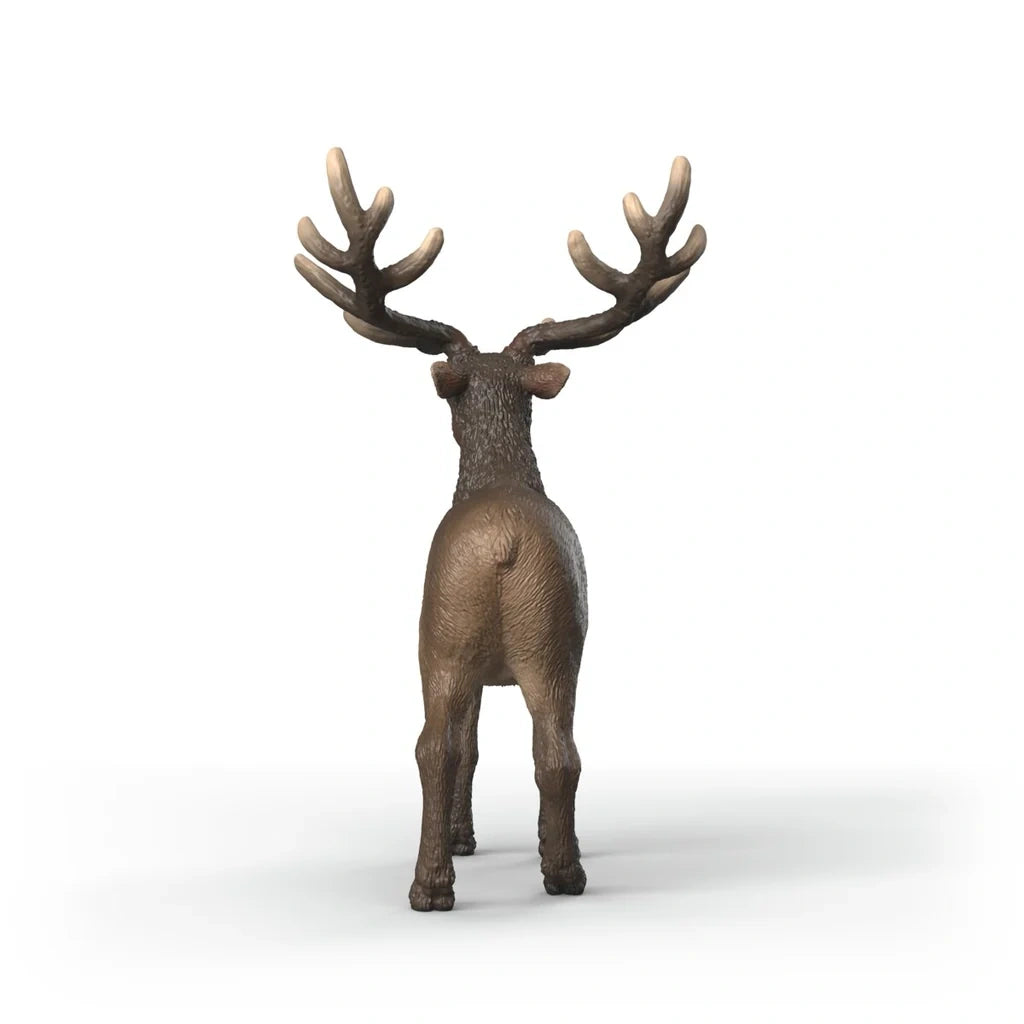 Rear view of the Schleich Elk figure showing its large antlers and back
