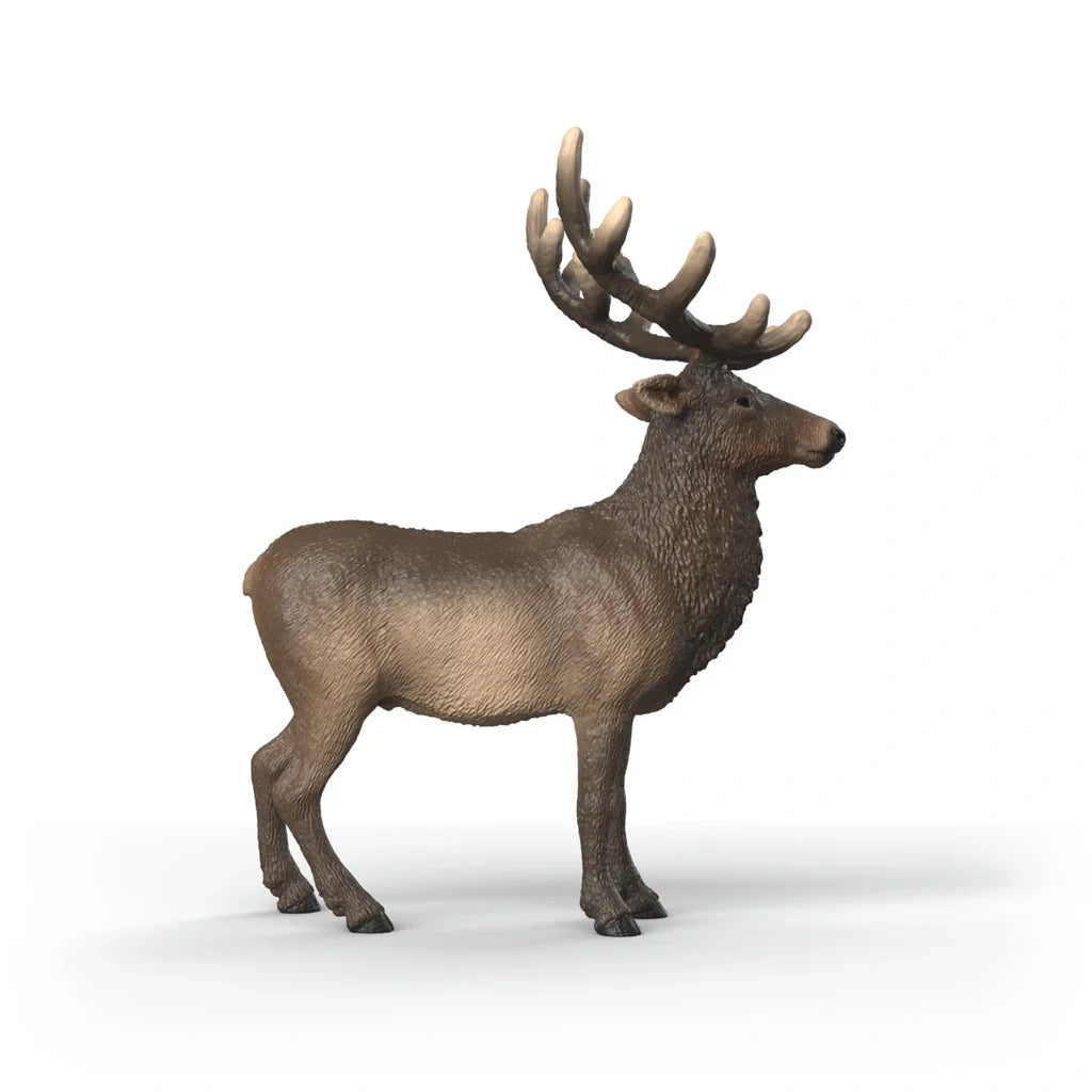 Right side view of the Schleich Elk figure with large antlers