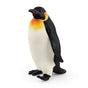 Schleich Emperor Penguin figure with long black flippers, black webbed feet and orange and yellow colouring across the upper chest. 