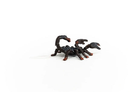 Schleich Emperor Scorpion figure in a low side view with one pincer open, the tail curled forward and the front legs extended