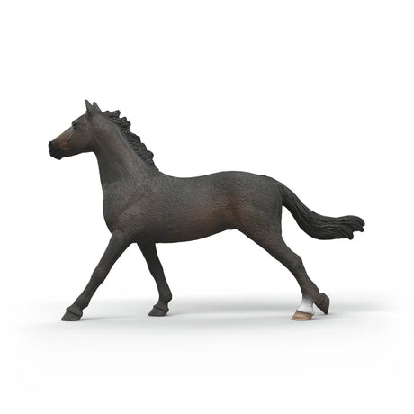 Schleich English Thoroughbred Mare figure shown from the left side with dark coat and flowing tail