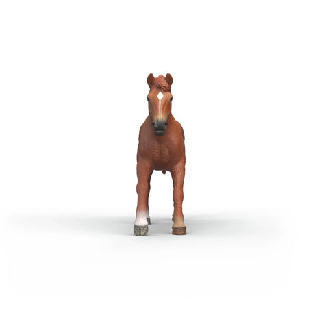 Schleich English Thoroughbred Stallion figure shown from the front with white face marking and white hooves