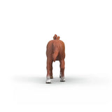 Schleich English Thoroughbred Stallion figure shown from the rear with brown coat and white rear hooves