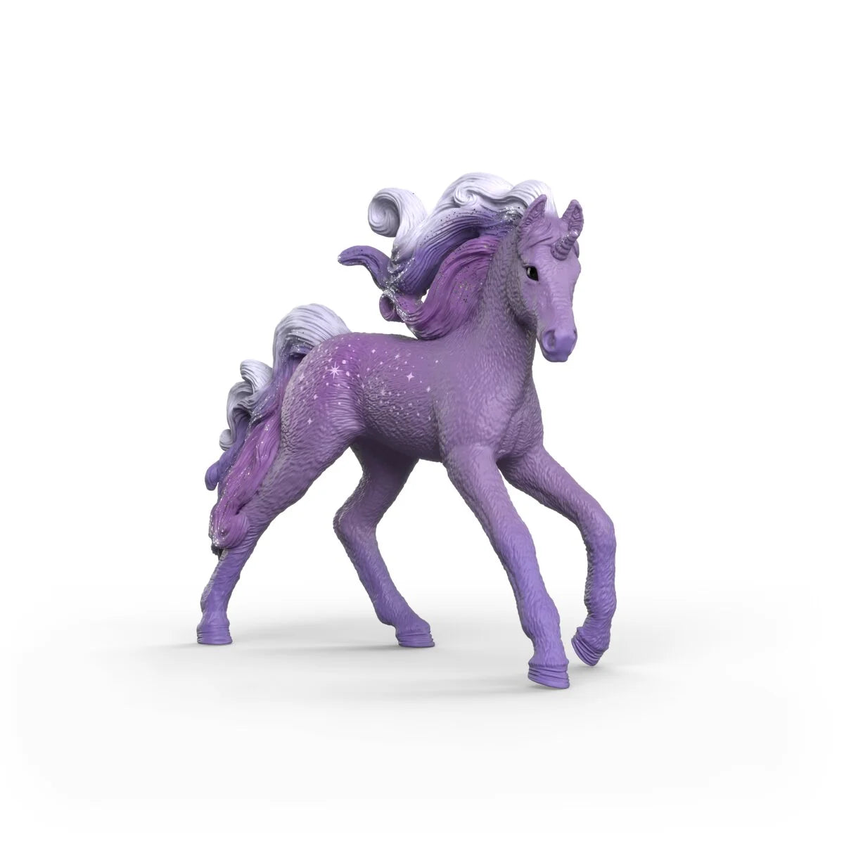Schleich Galaxy Rainbow Unicorn Foal 70843 with purple coat and flowing mane