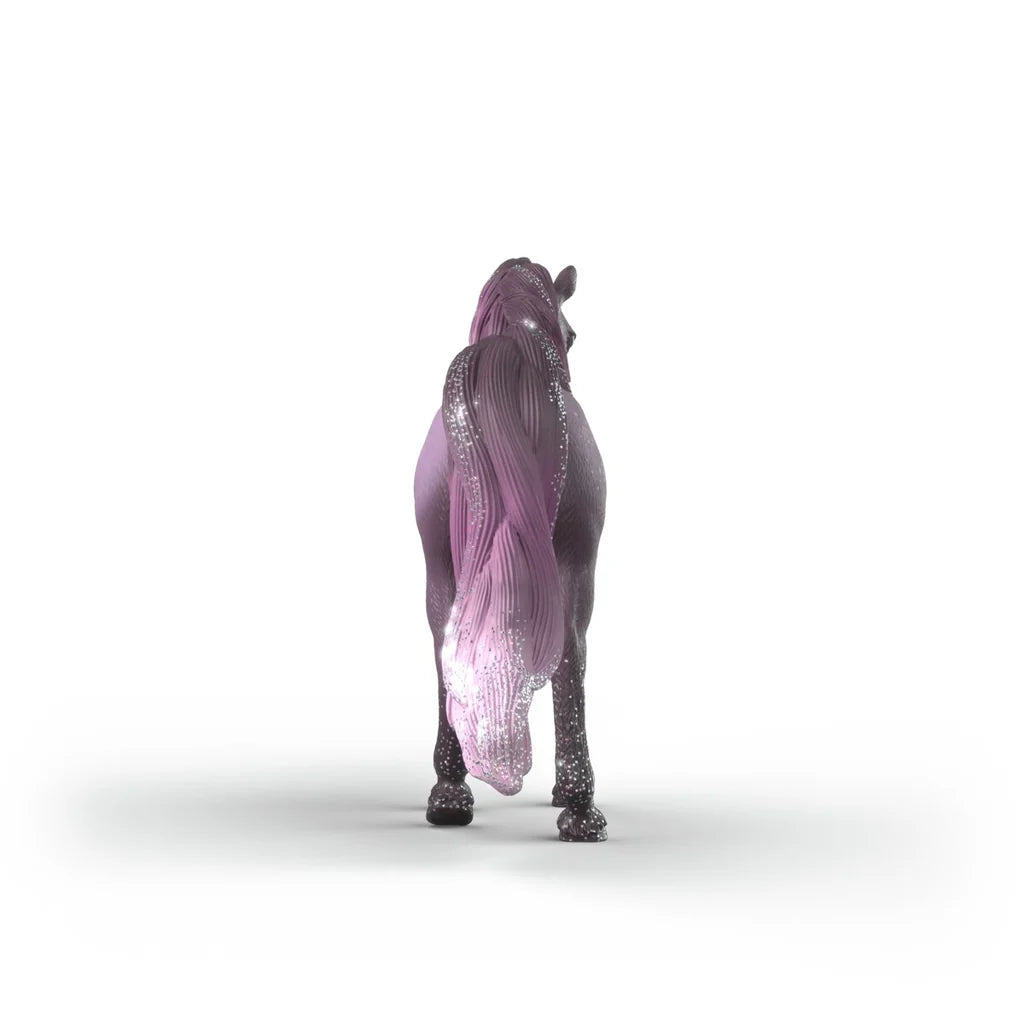 Schleich Galaxy Rainbow Unicorn Mare 70842 rear view showing the long purple tail, mane and star markings