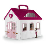 Schleich Happy Horse Hospital 42787 closed clinic building with pink roof, carry handle and Mrs Kramer figure