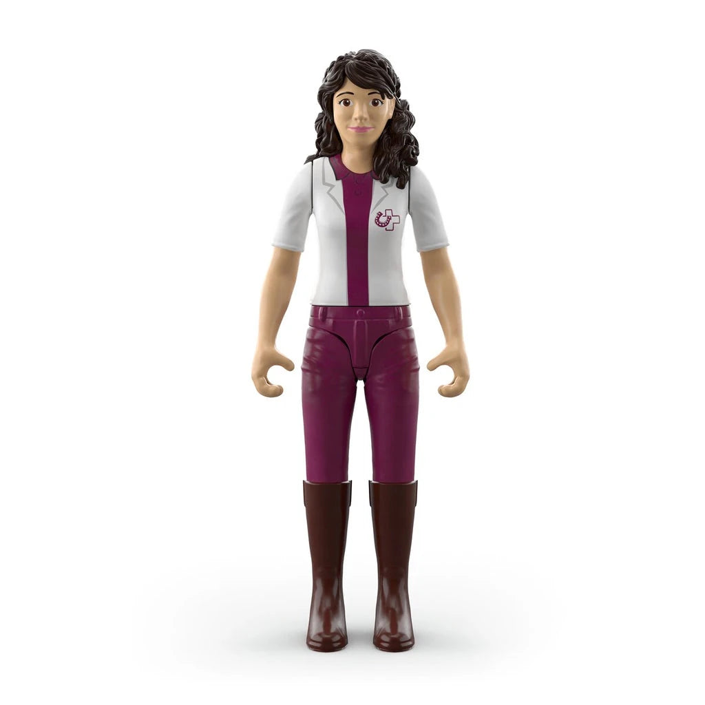 Schleich Happy Horse Hospital 42787 Mrs Kramer veterinary figure wearing a white top and purple trousers