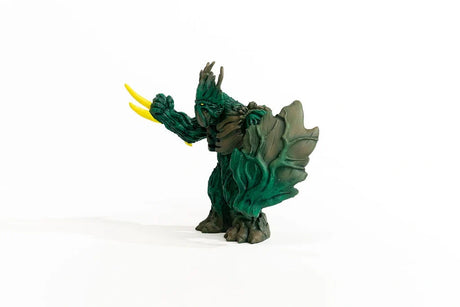 Three-quarter view of the Schleich Jungle Emperor figure showing its yellow claws and large leaf-shaped bark arm