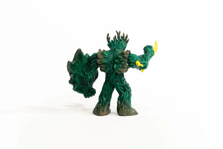 Rear view of the Schleich Jungle Emperor figure showing its textured green back, raised claw arm and large bark-covered arm