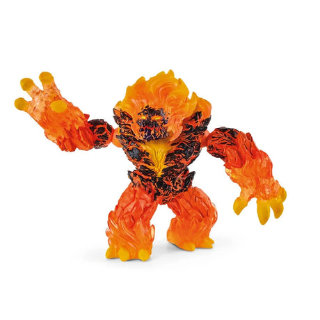Schleich Lava Smasher figure with one large translucent orange hand raised, black rock details and a flame-shaped head