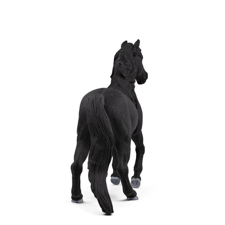 Schleich Lusitano Stallion figure shown from the rear with black coat and flowing tail