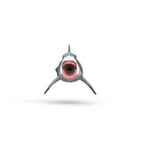 Front view of the Schleich Megalodon figure with its mouth wide open and teeth fully visible