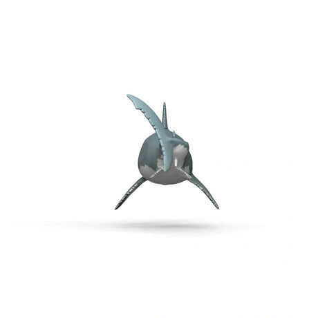 Rear view of the Schleich Megalodon figure showing its tail fin, back and side fins
