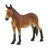 Schleich Mule figure with long upright ears, a brown body, black lower legs and a hanging black tail.