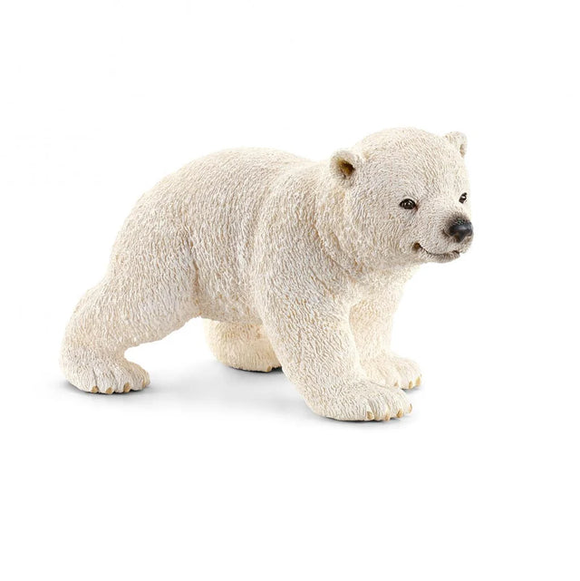 Schleich Polar Bear Cub Walking figure with broad front paws, visible claws and one rear leg extended.