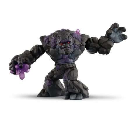 Schleich Shadow Stone Monster figure with one open hand raised and a purple crystal cluster held in the other hand